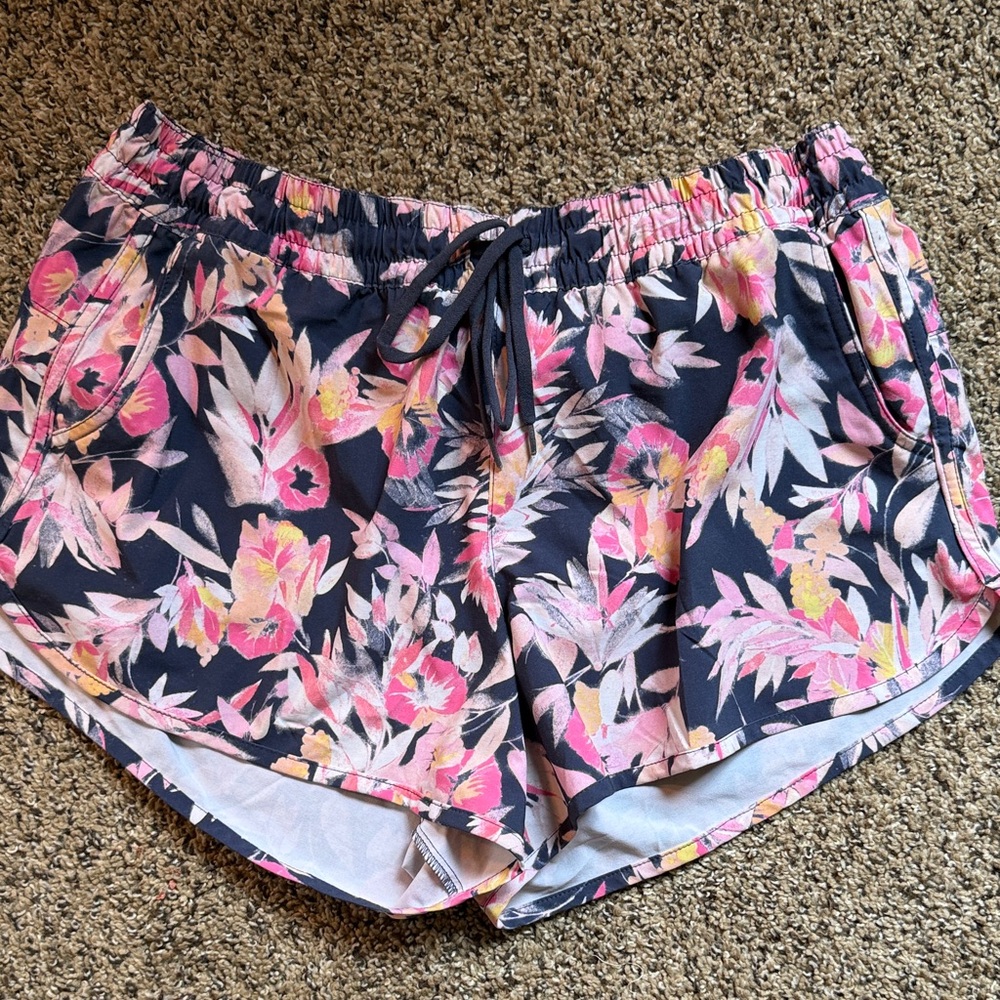 Columbia Pink and Black Floral Athletic Shorts